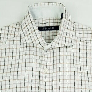 J Campbell Spread Collar White Check 14.5 32/33